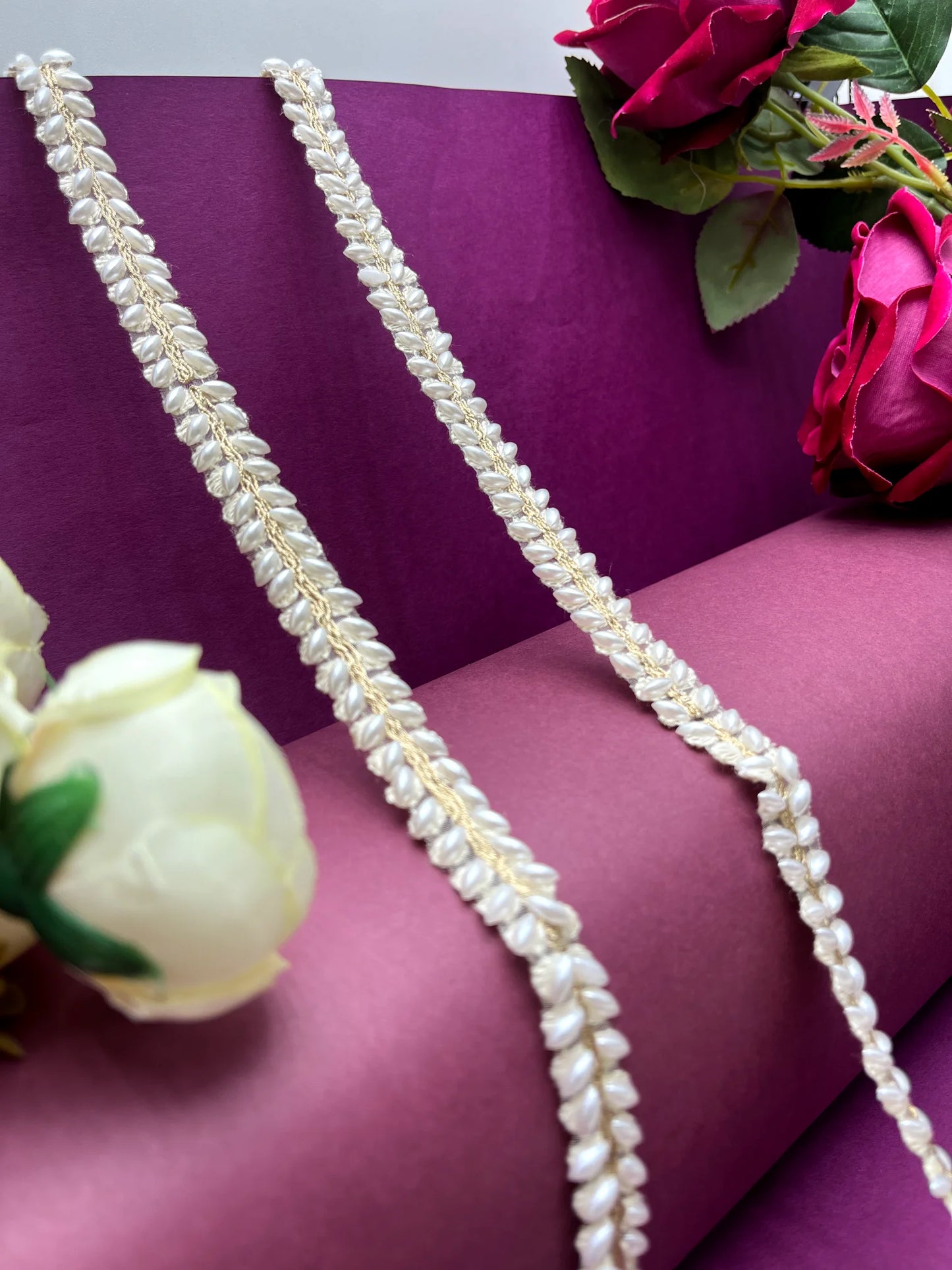 Moti Lace Border Trim for Bridal Saree & Dresses MO2737/PRO118799