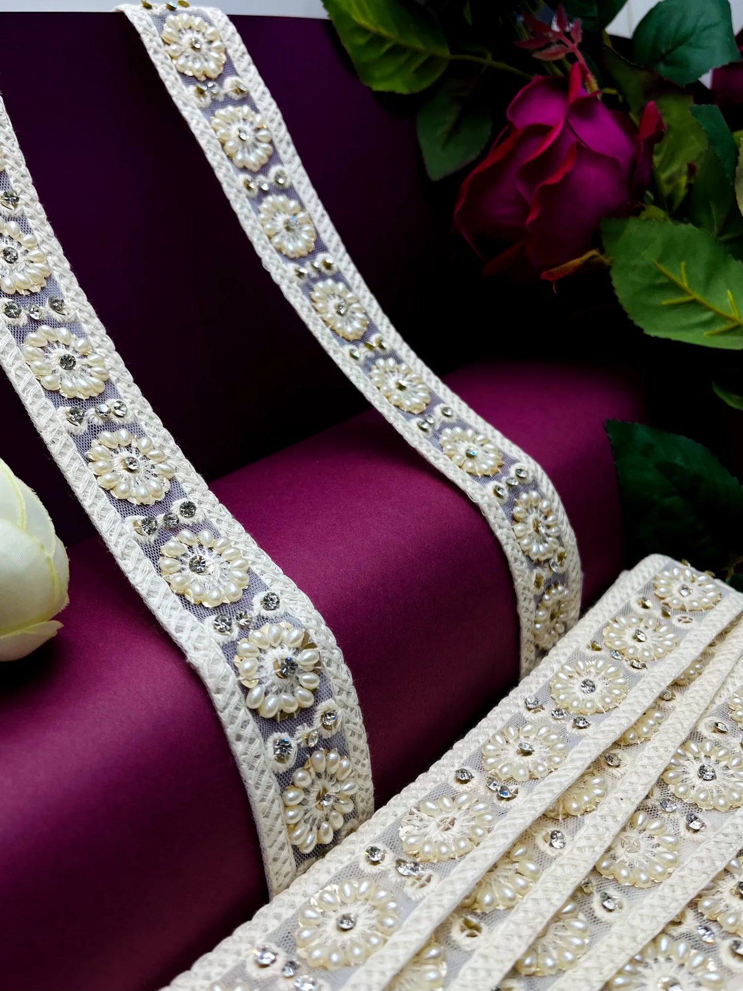 Moti Lace Border Trim for Bridal Saree & Dresses MO2832/PRO119816