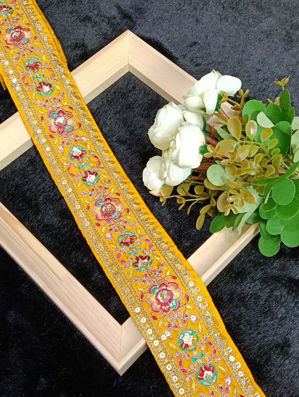 Coding Embroidered Zari Border 01 – 11 Colours | Artiza Lace