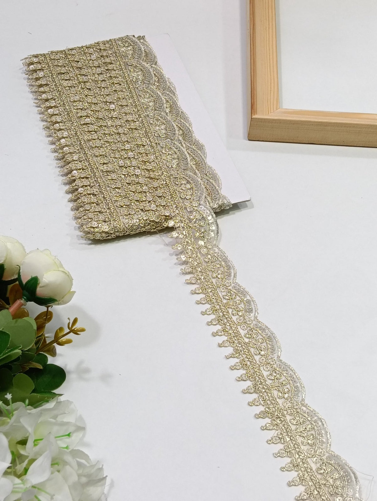 Gold Zari Lace with Spike Edge β 3 Colours