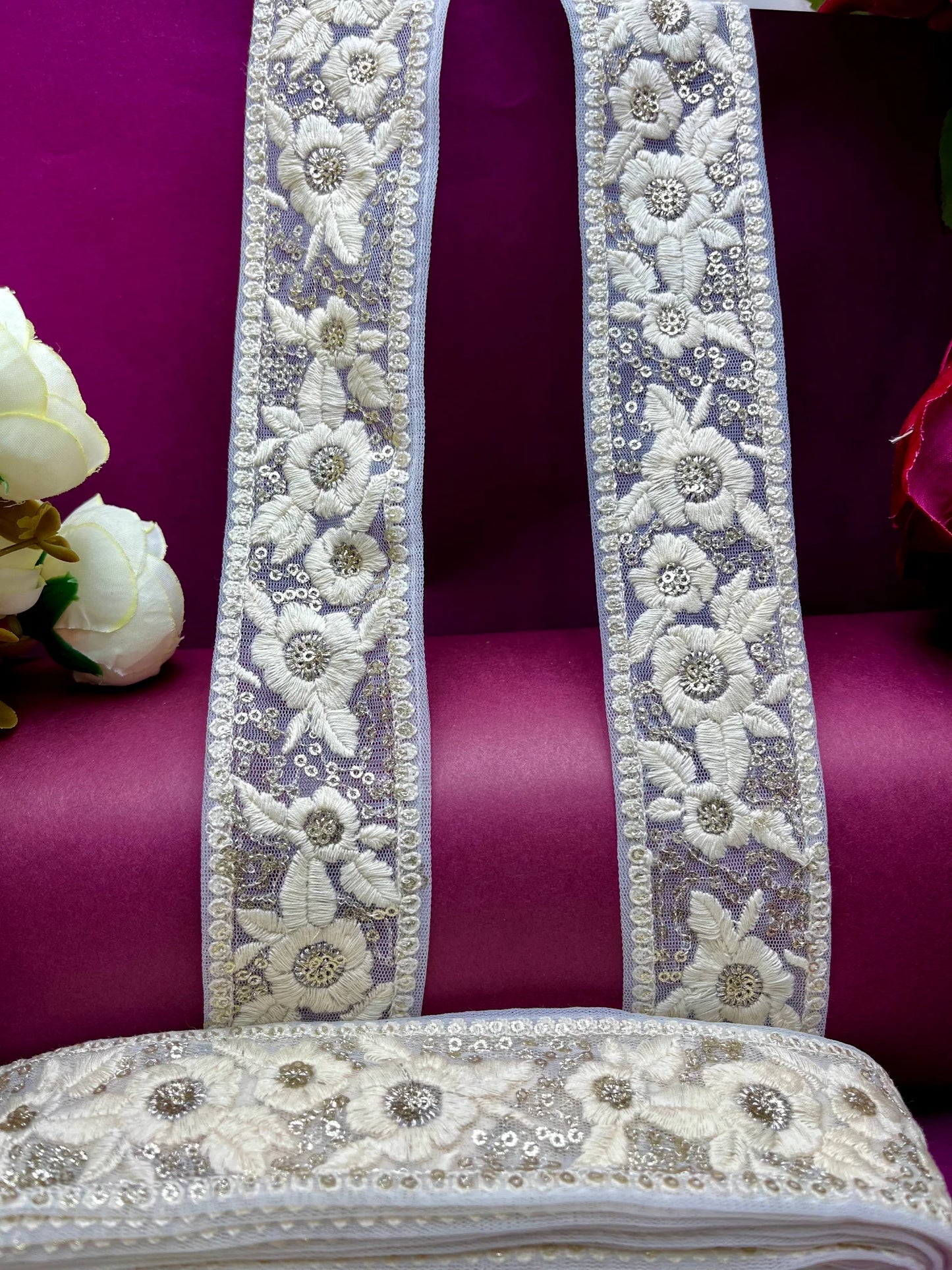 Embroidered Lace Lucknowi Jari Border JA12937/PRO114894