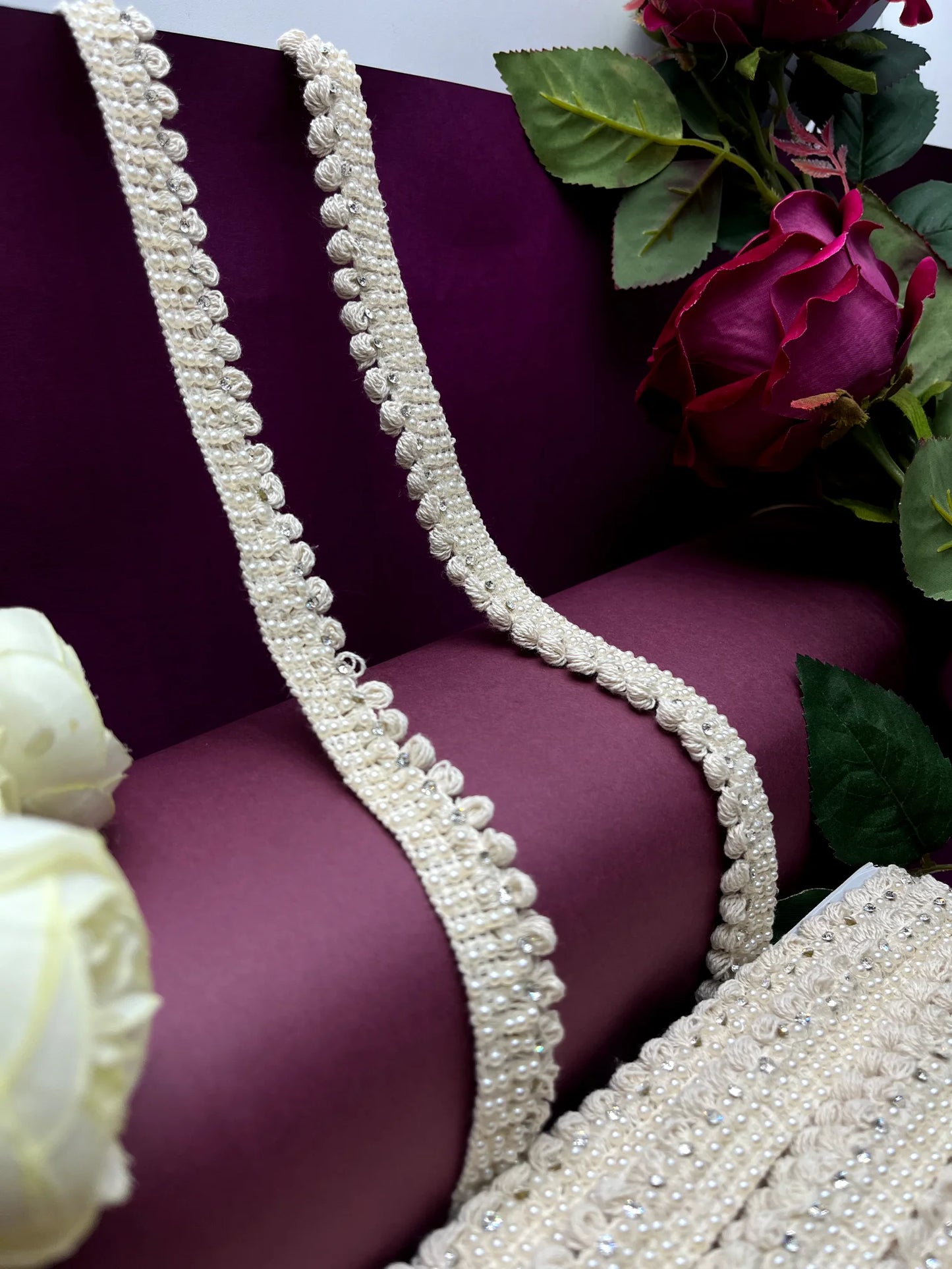 Moti Lace Border Trim for Bridal Saree & Dresses MO2987/PRO121230