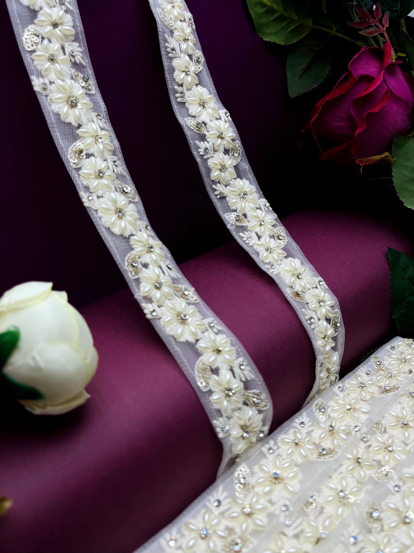 Moti Lace Border Trim for Bridal Saree & Dresses MO3036/PRO125605