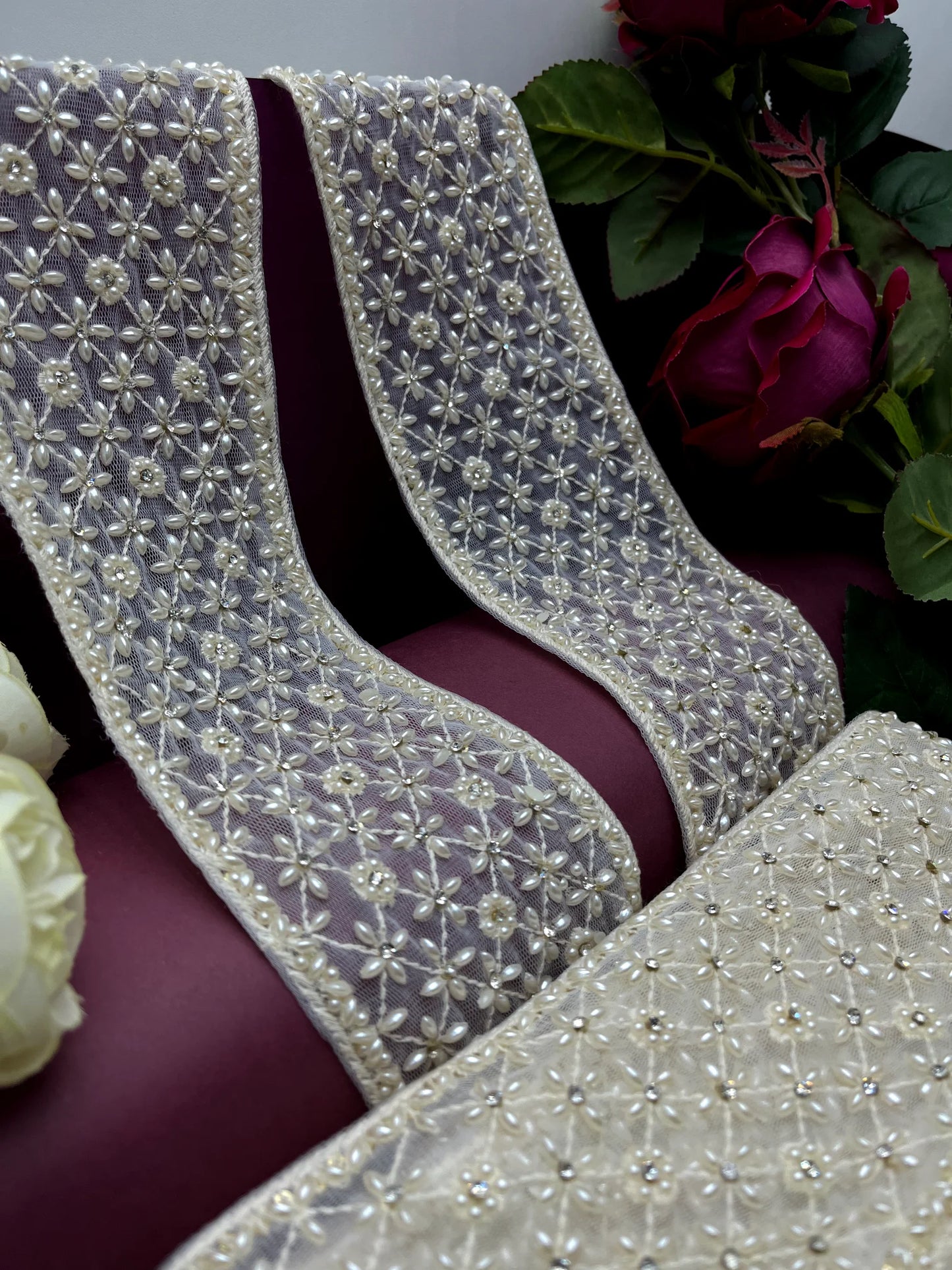 Moti Lace Border Trim for Bridal Saree & Dresses MO3119/PRO127144