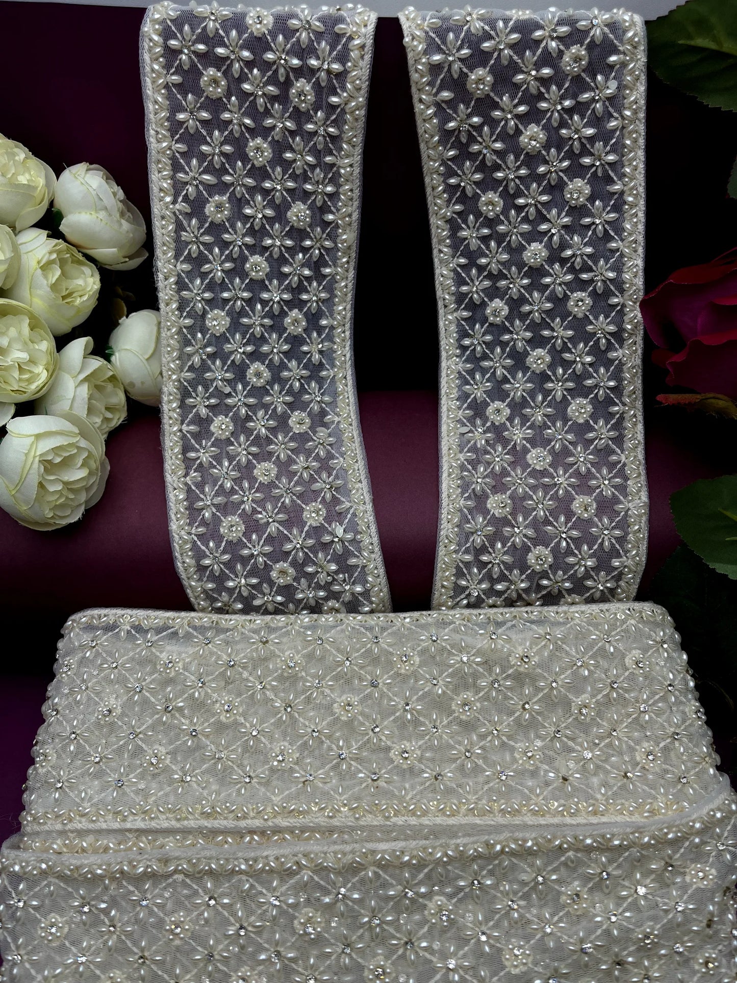 Moti Lace Border Trim for Bridal Saree & Dresses MO3119/PRO127144