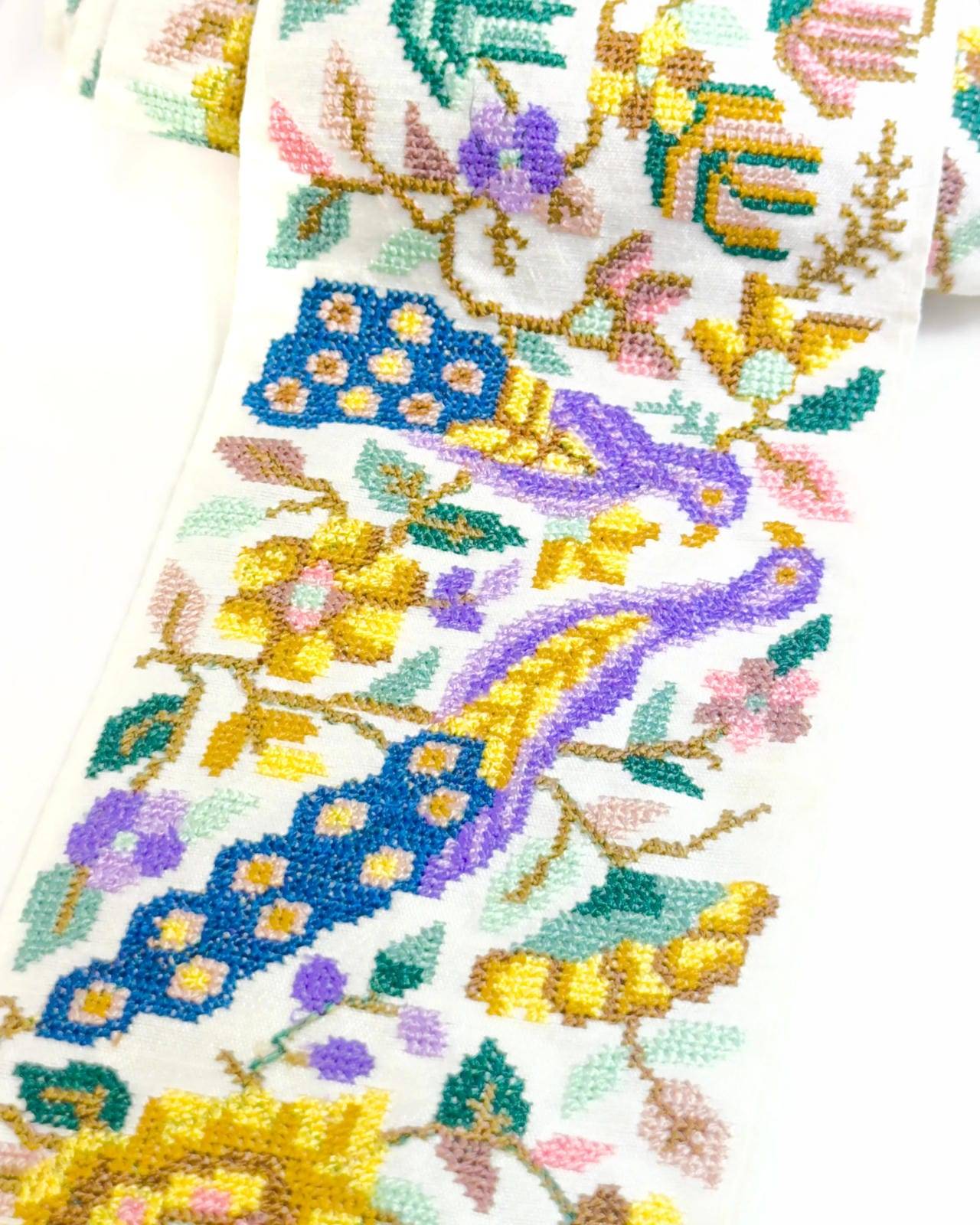 Embroidered Peacock Motif Indian Ribbon Trim Cross-Stitch - Bharat trading