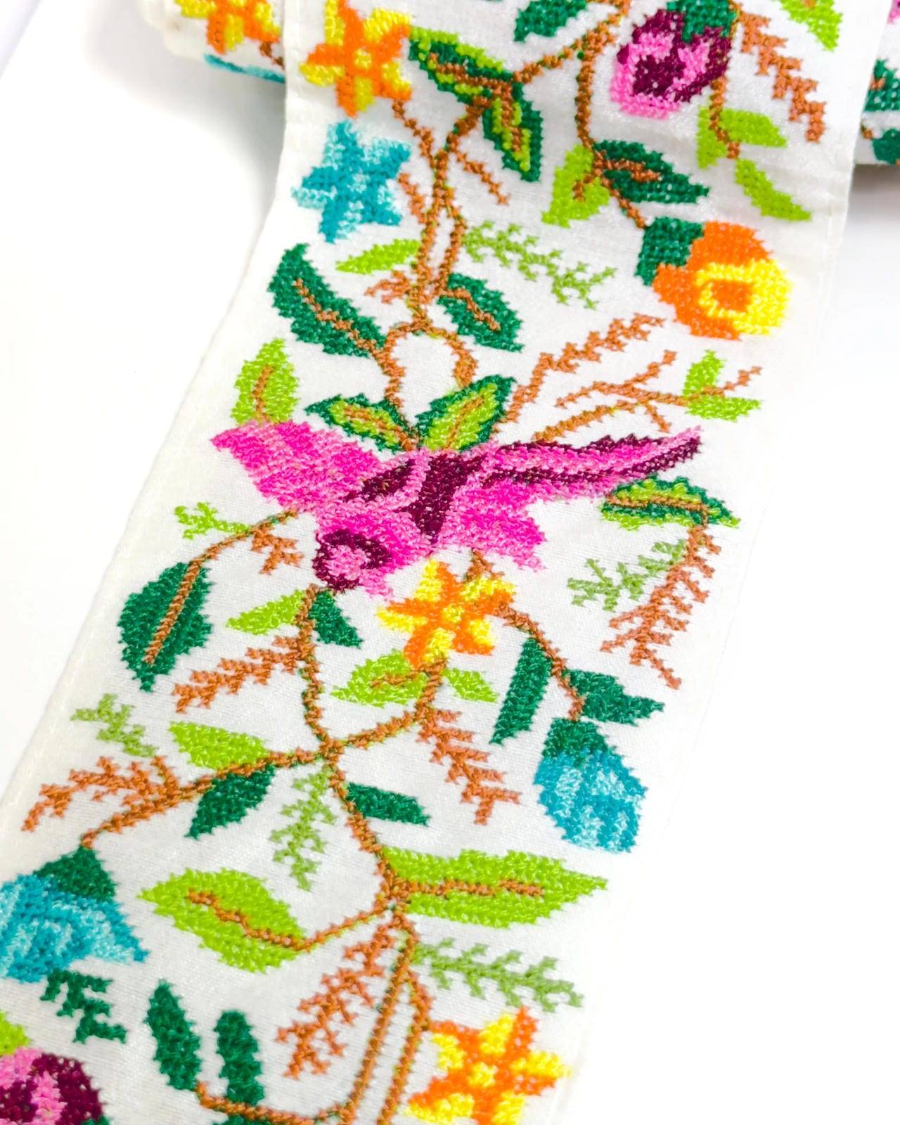 Embroidered Bird Motif Indian Ribbon Trim - Bharat trading