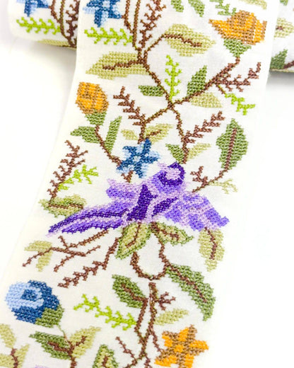 Embroidered Bird Motif Indian Ribbon Trim - Bharat trading
