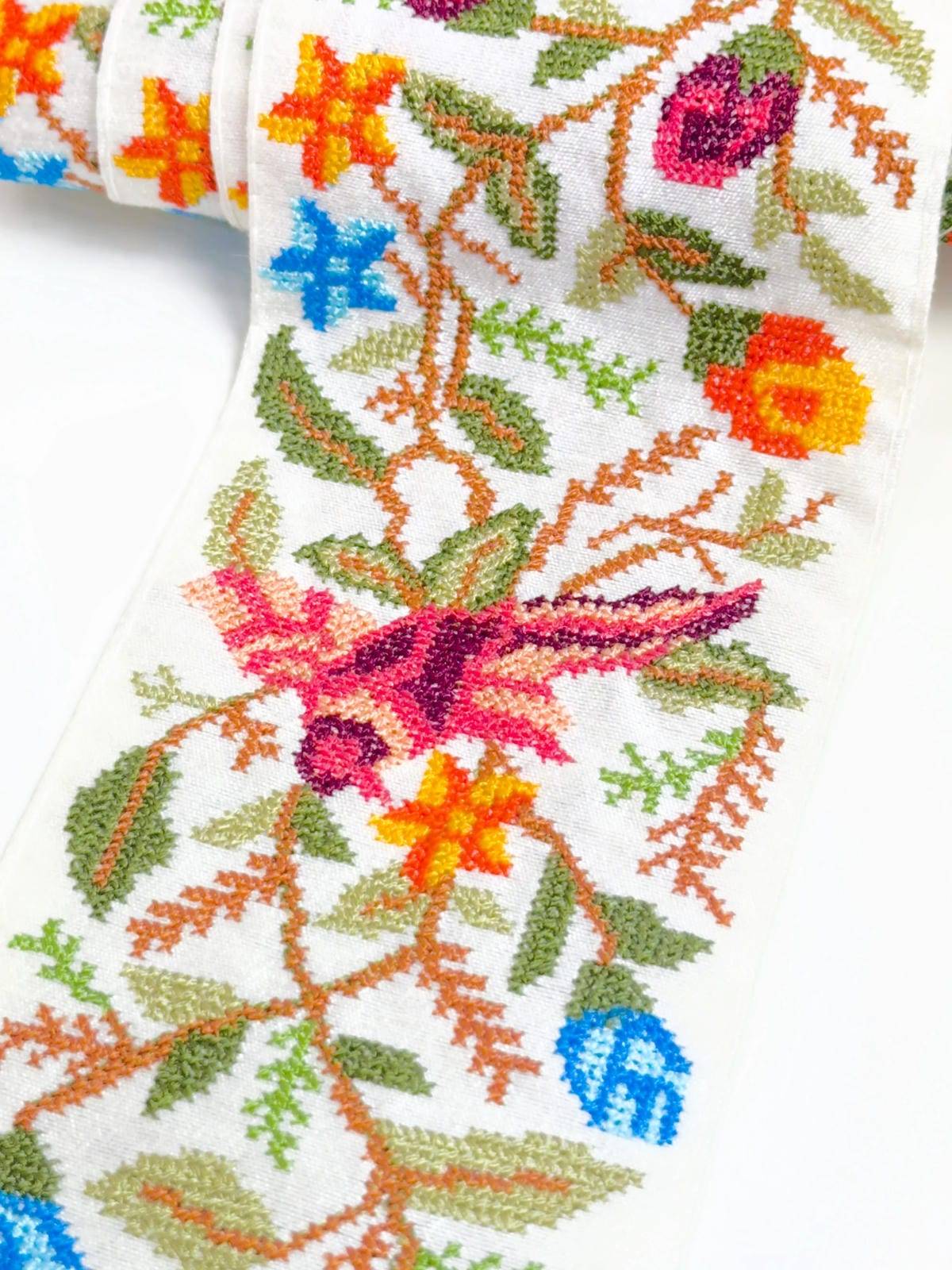 Embroidered Bird Motif Indian Ribbon Trim - Bharat trading