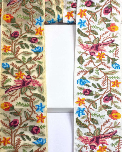Embroidered Bird Motif Indian Ribbon Trim - Bharat trading