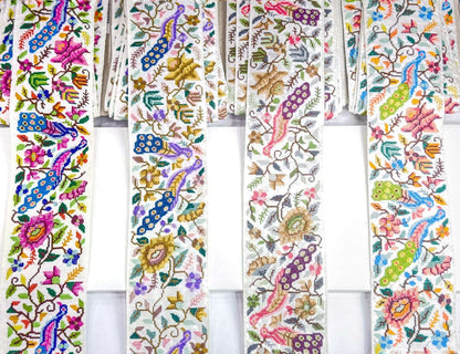 Embroidered Peacock Motif Indian Ribbon Trim Cross-Stitch - Bharat trading