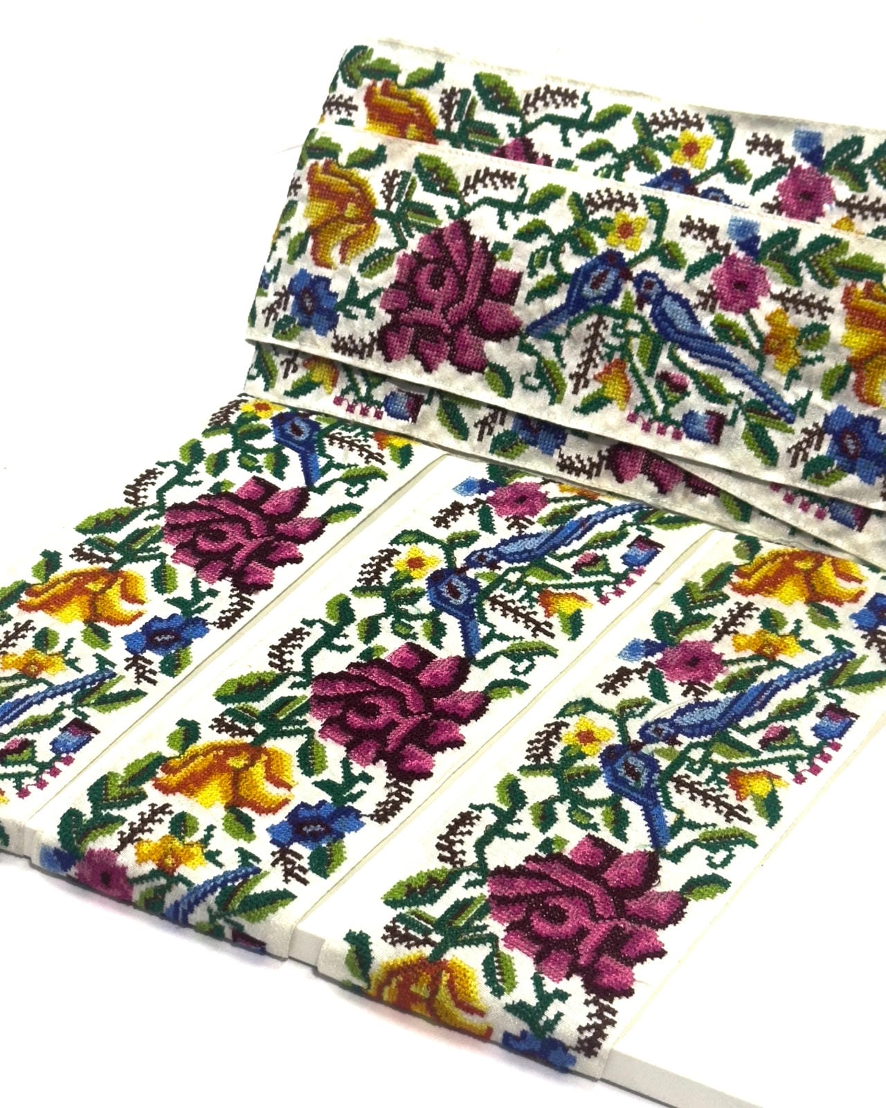 Embroidered Bird Motif Indian Ribbon Trim - Bharat trading