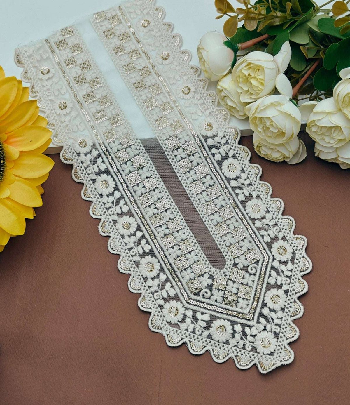 Embroidered Neck Patch Design NE1112 - Artiza Lace