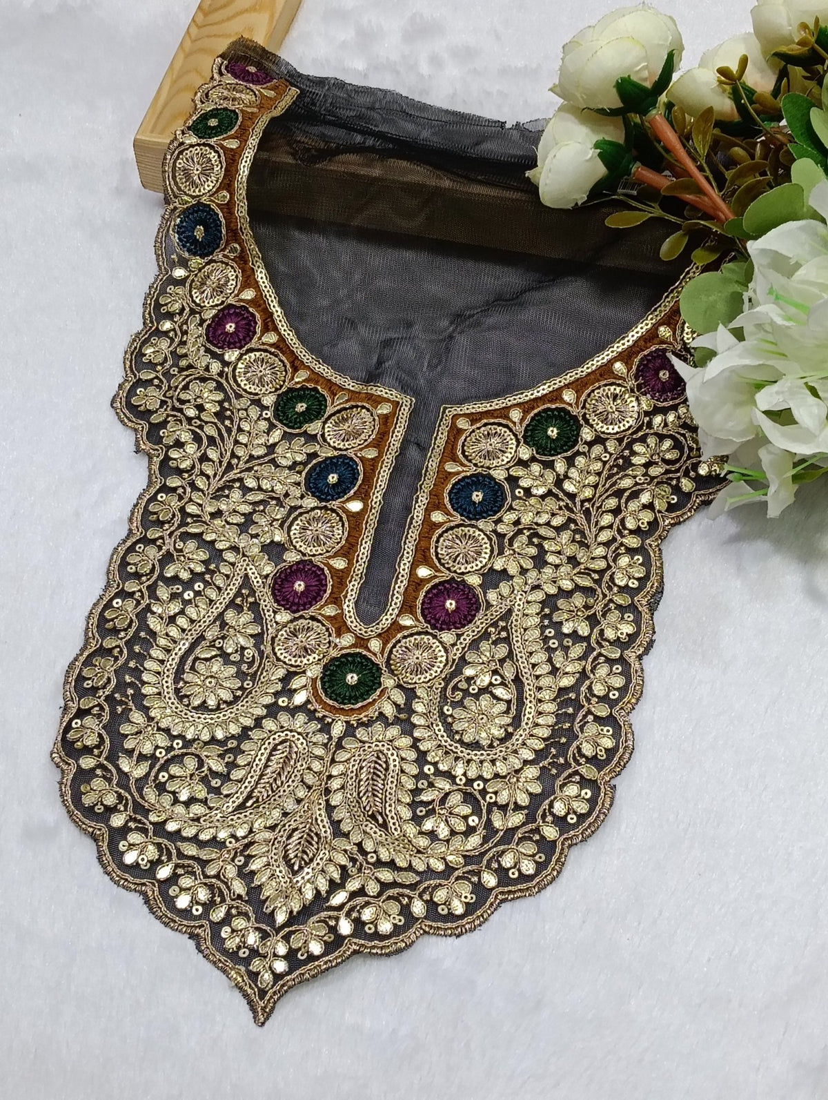 Embroidered Neck Patch Design NE1381 - Artiza Lace