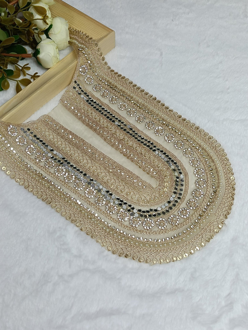 Gold Banded Mirror Rounded Neck Patch