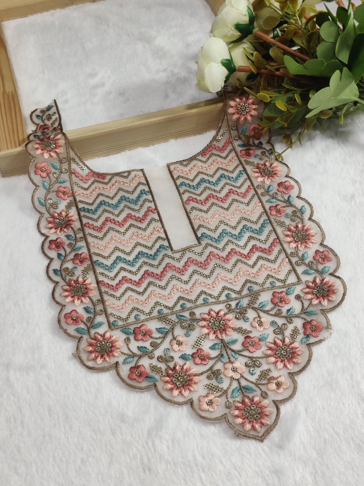 Embroidered Neck Patch Design NE991 - Artiza Lace