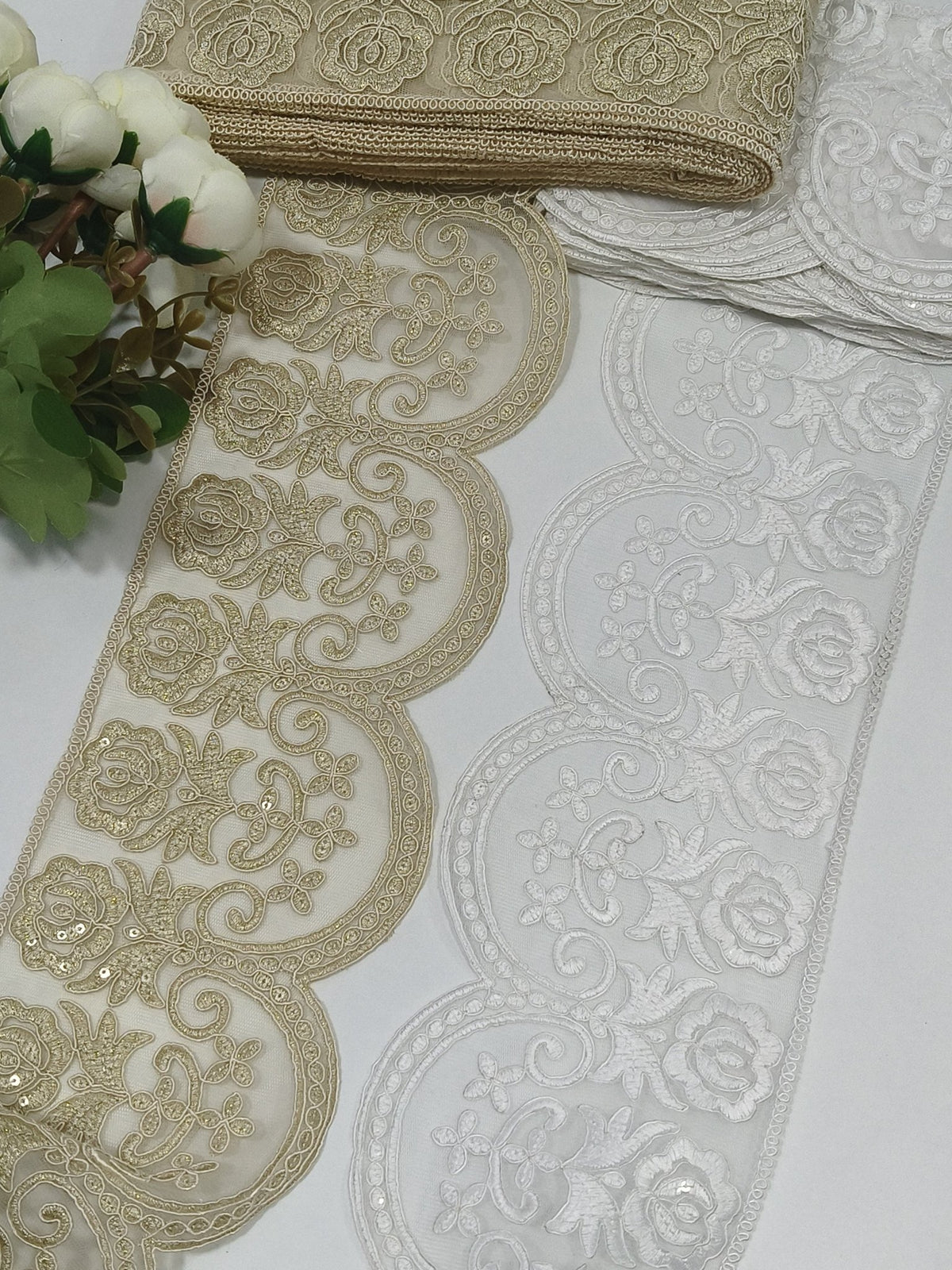 Coding Embroidered Zari Border 07 – 4 Colours | Artiza Lace