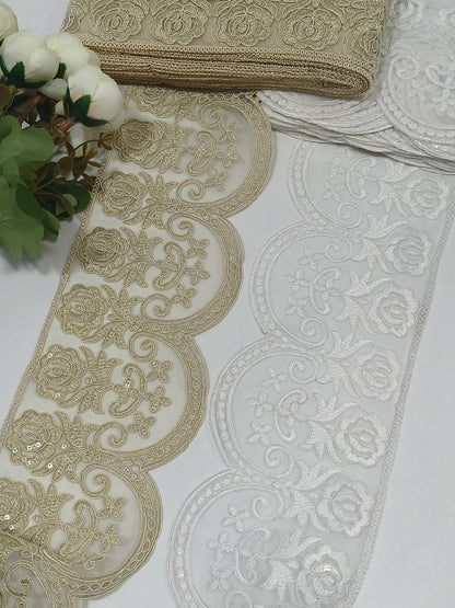 Coding Embroidered Zari Border 07 – 4 Colours | Artiza Lace