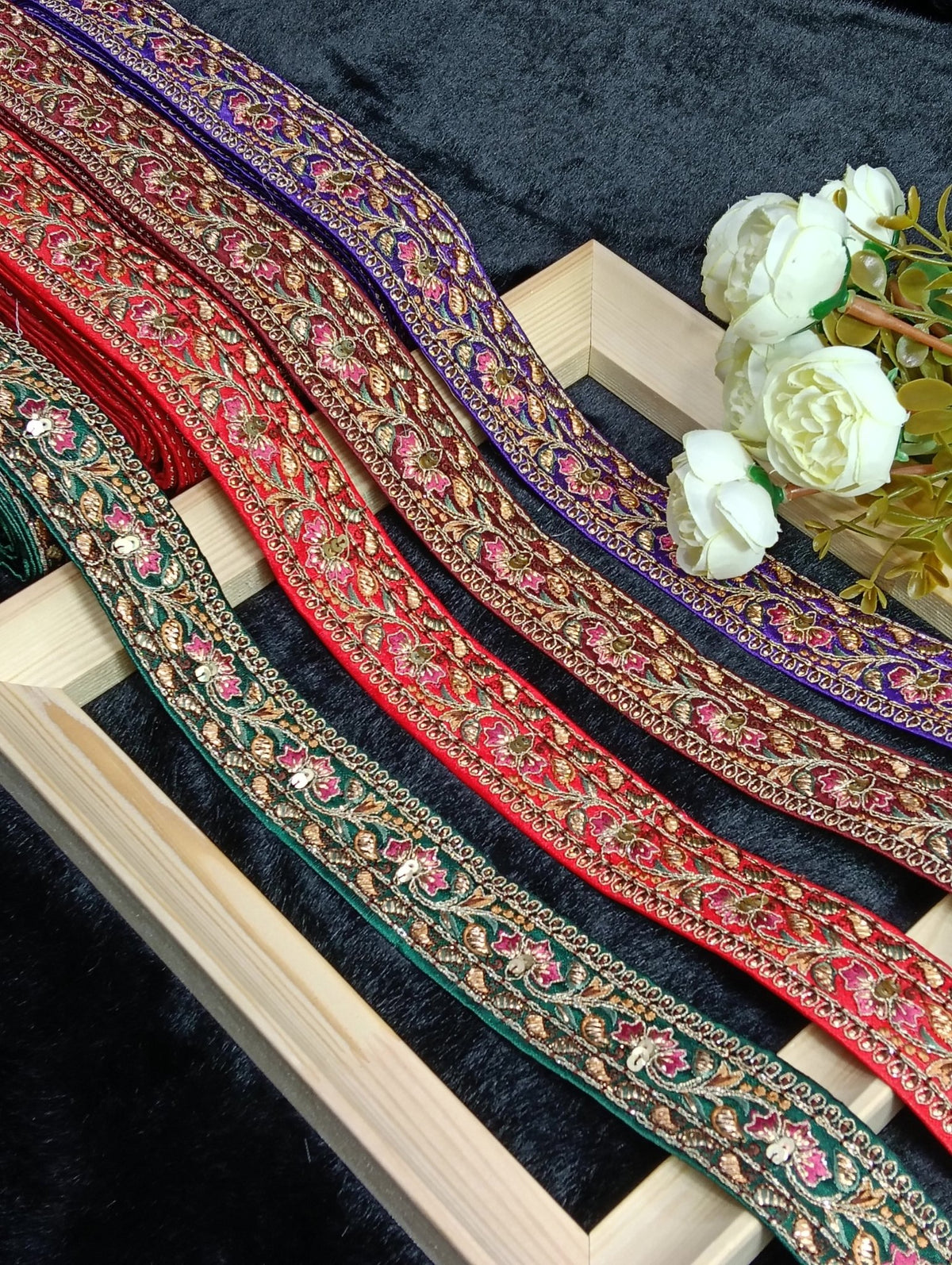 Coding Embroidered Zari Border 05 – 8 Colours | Artiza Lace