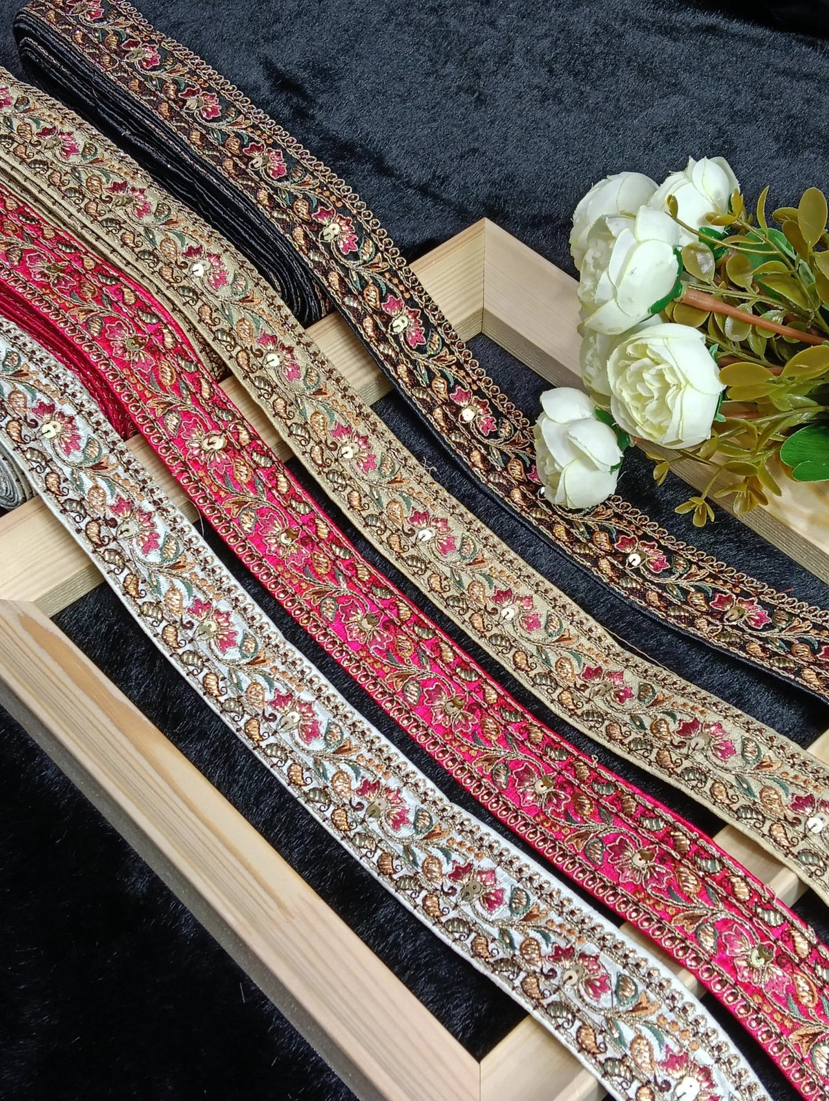 Coding Embroidered Zari Border 05 – 8 Colours | Artiza Lace