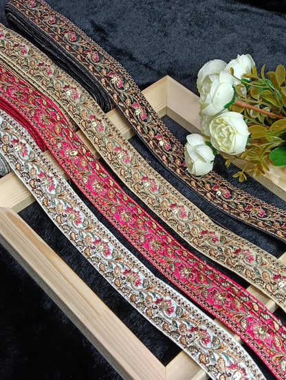 Coding Embroidered Zari Border 05 – 8 Colours | Artiza Lace