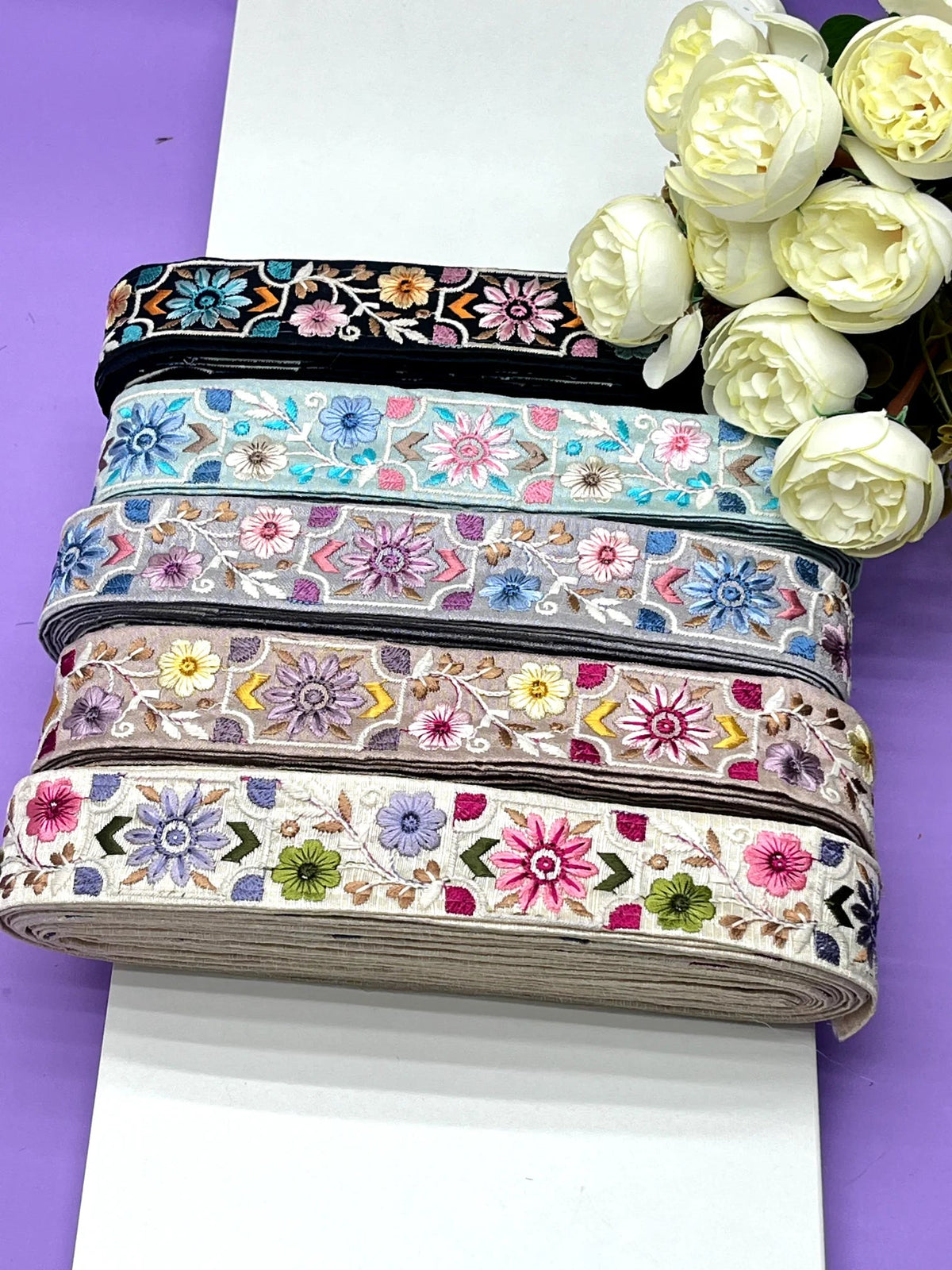 Embroidered Zari Border 120 – 5 Colours | Artiza Lace