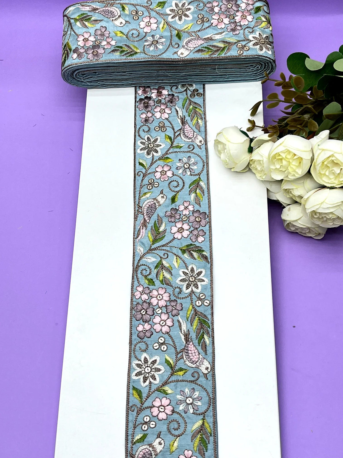 Embroidered Zari Border 121 – 9 Colours | Artiza Lace