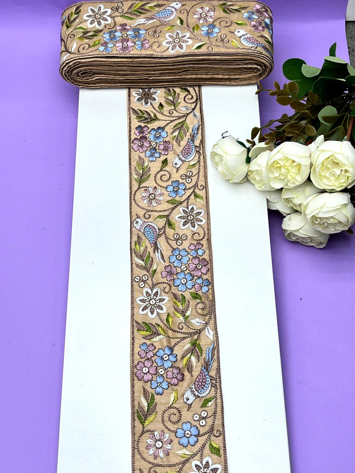Embroidered Zari Border 121 – 9 Colours | Artiza Lace