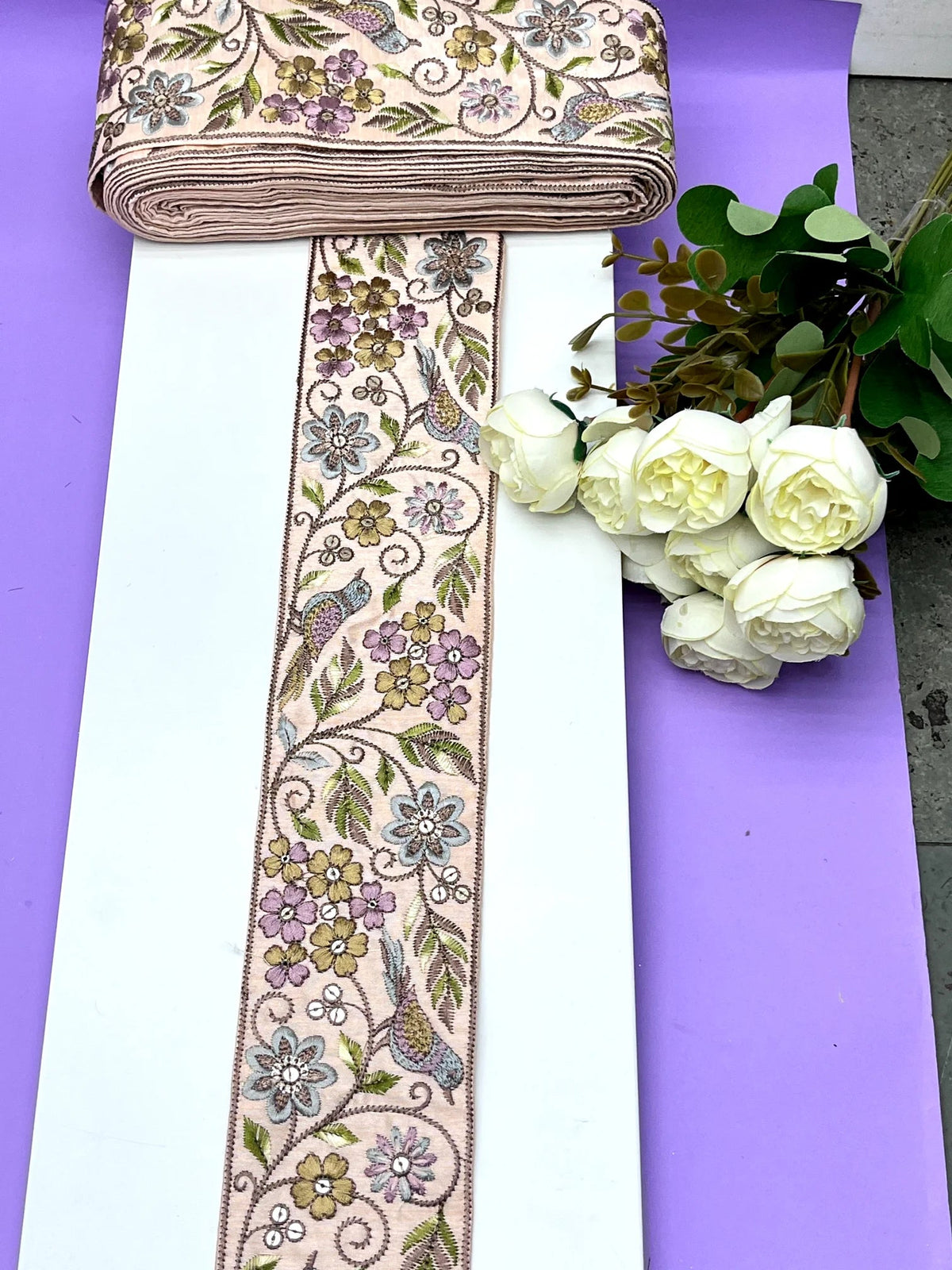 Embroidered Zari Border 121 – 9 Colours | Artiza Lace