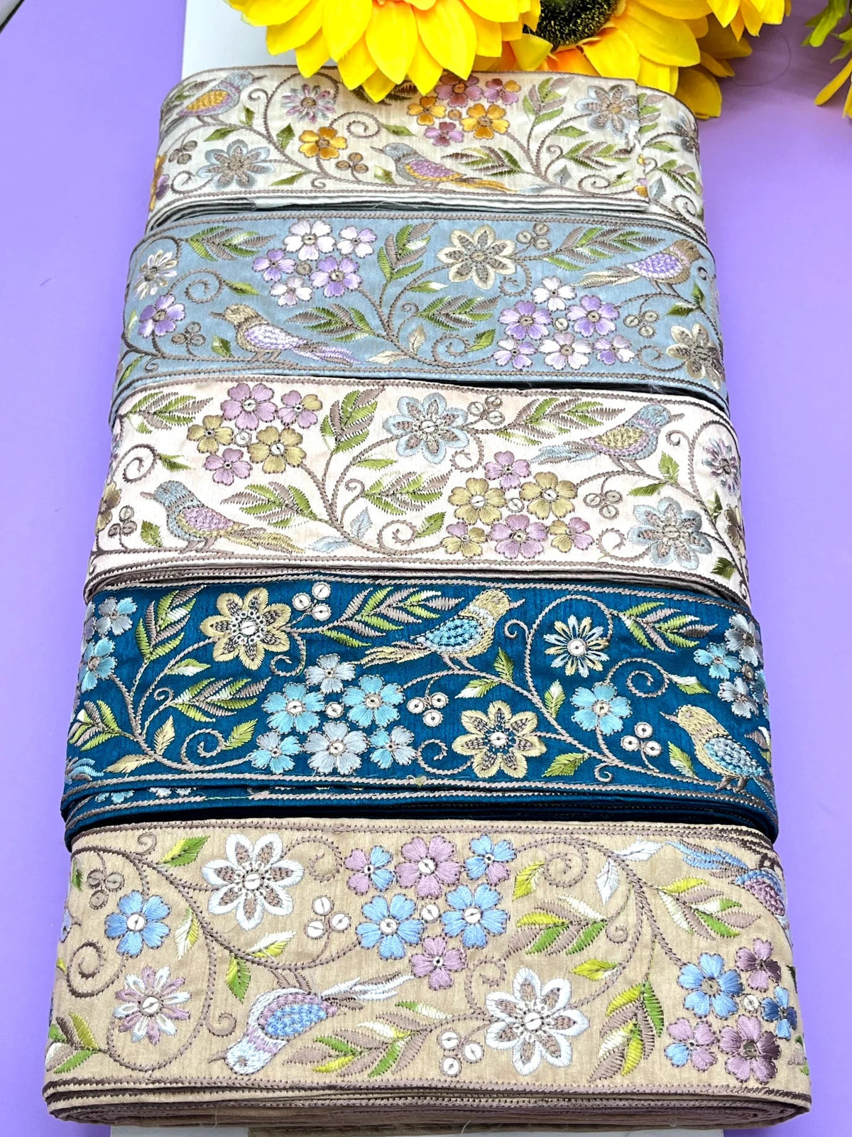 Embroidered Zari Border 121 – 9 Colours | Artiza Lace