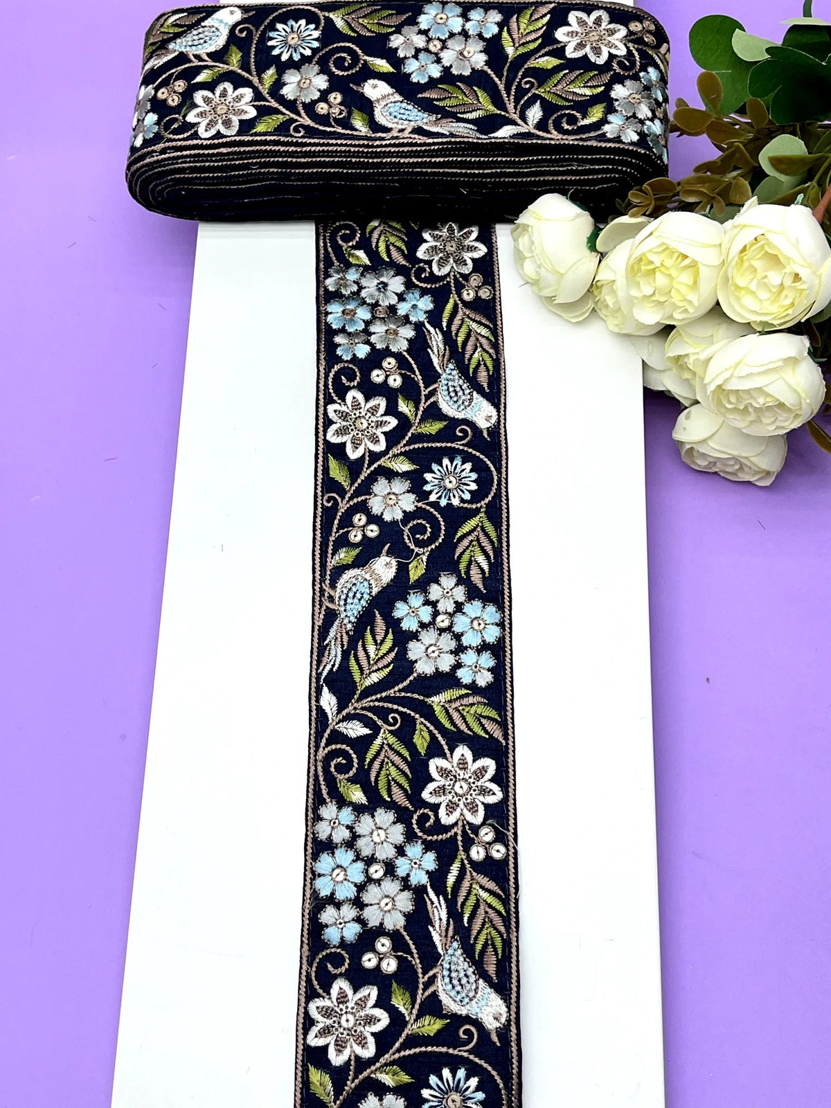 Embroidered Zari Border 121 – 9 Colours | Artiza Lace