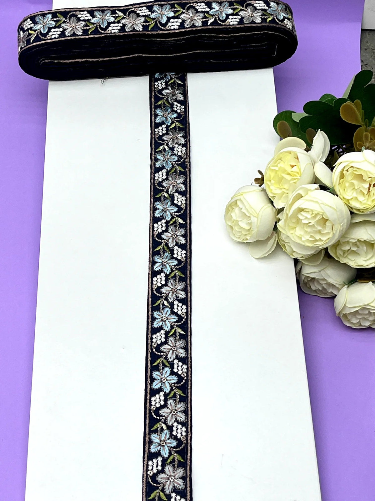 Embroidered Zari Border 122 – 9 Colours | Artiza Lace