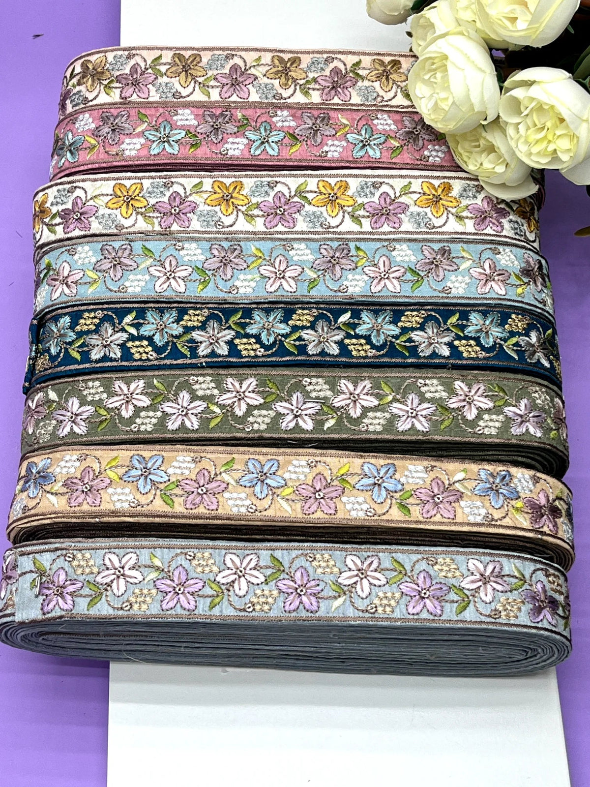 Embroidered Zari Border 122 – 9 Colours | Artiza Lace