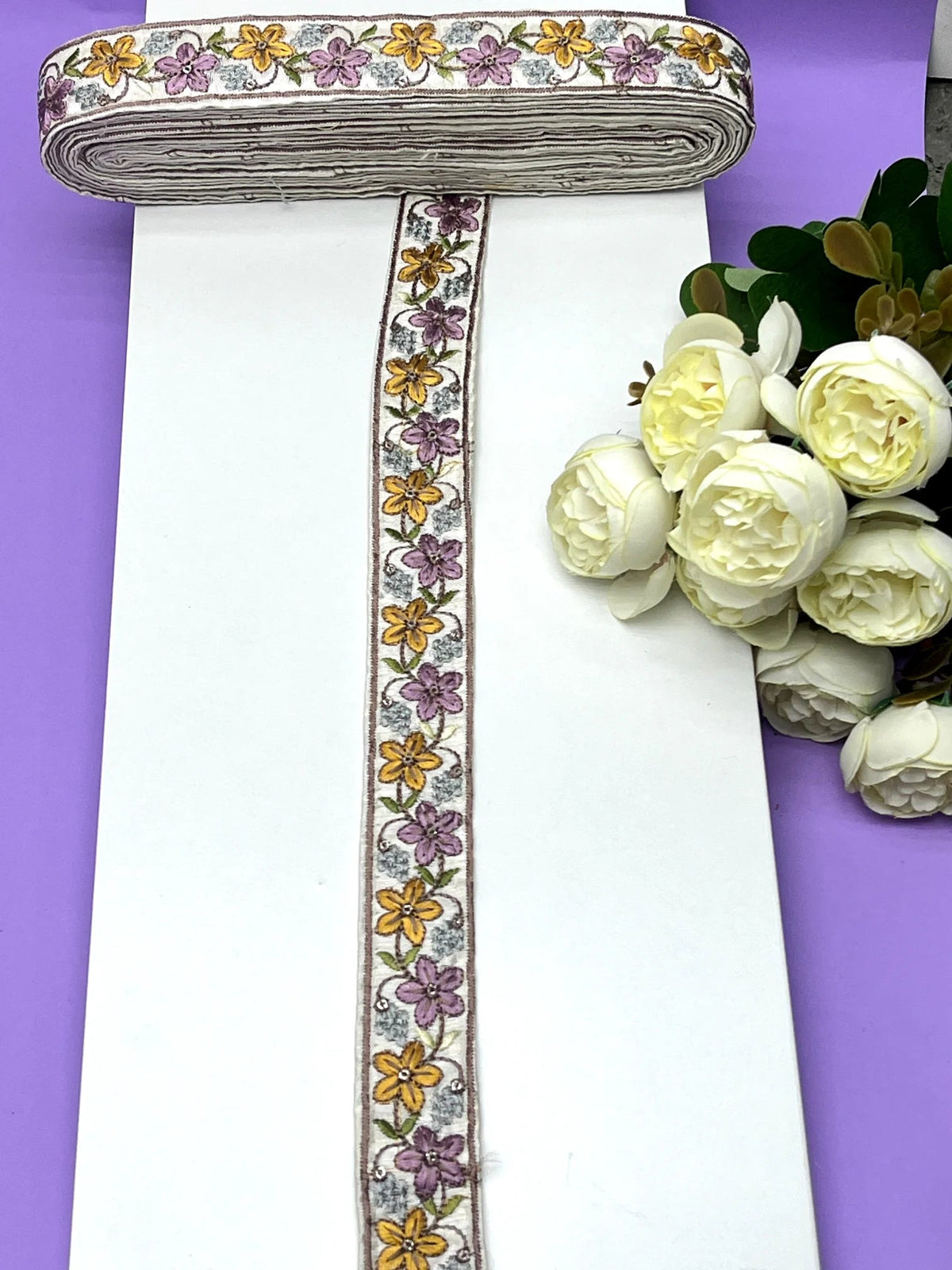 Embroidered Zari Border 122 – 9 Colours | Artiza Lace