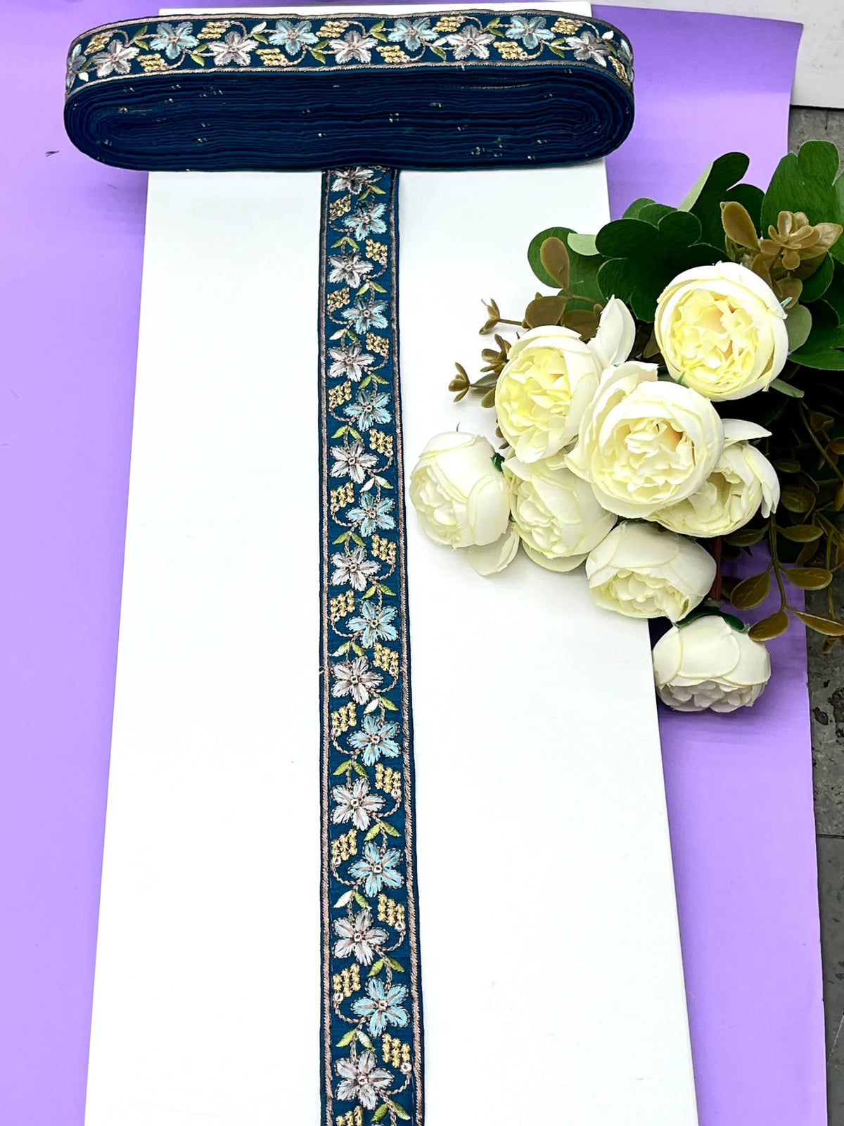 Embroidered Zari Border 122 – 9 Colours | Artiza Lace