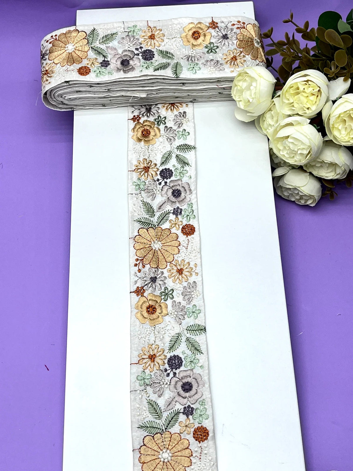 Embroidered Zari Border 123 – 7 Colours | Artiza Lace