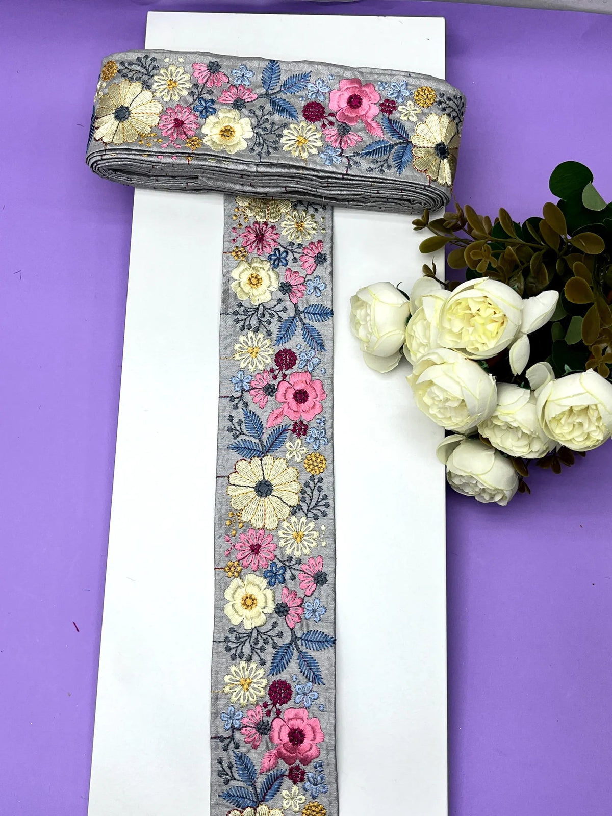 Embroidered Zari Border 123 – 7 Colours | Artiza Lace