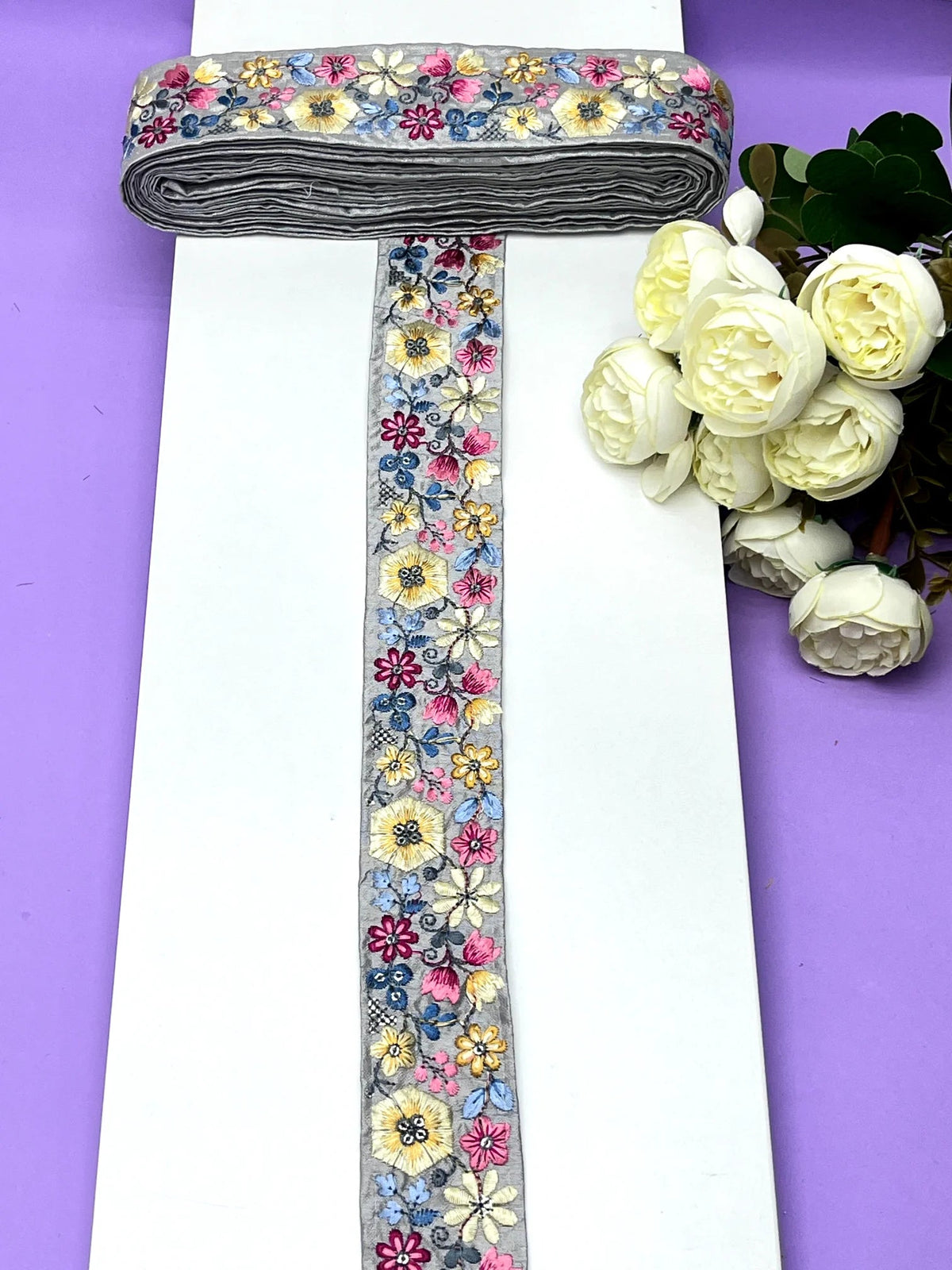 Embroidered Zari Border 124 – 8 Colours | Artiza Lace