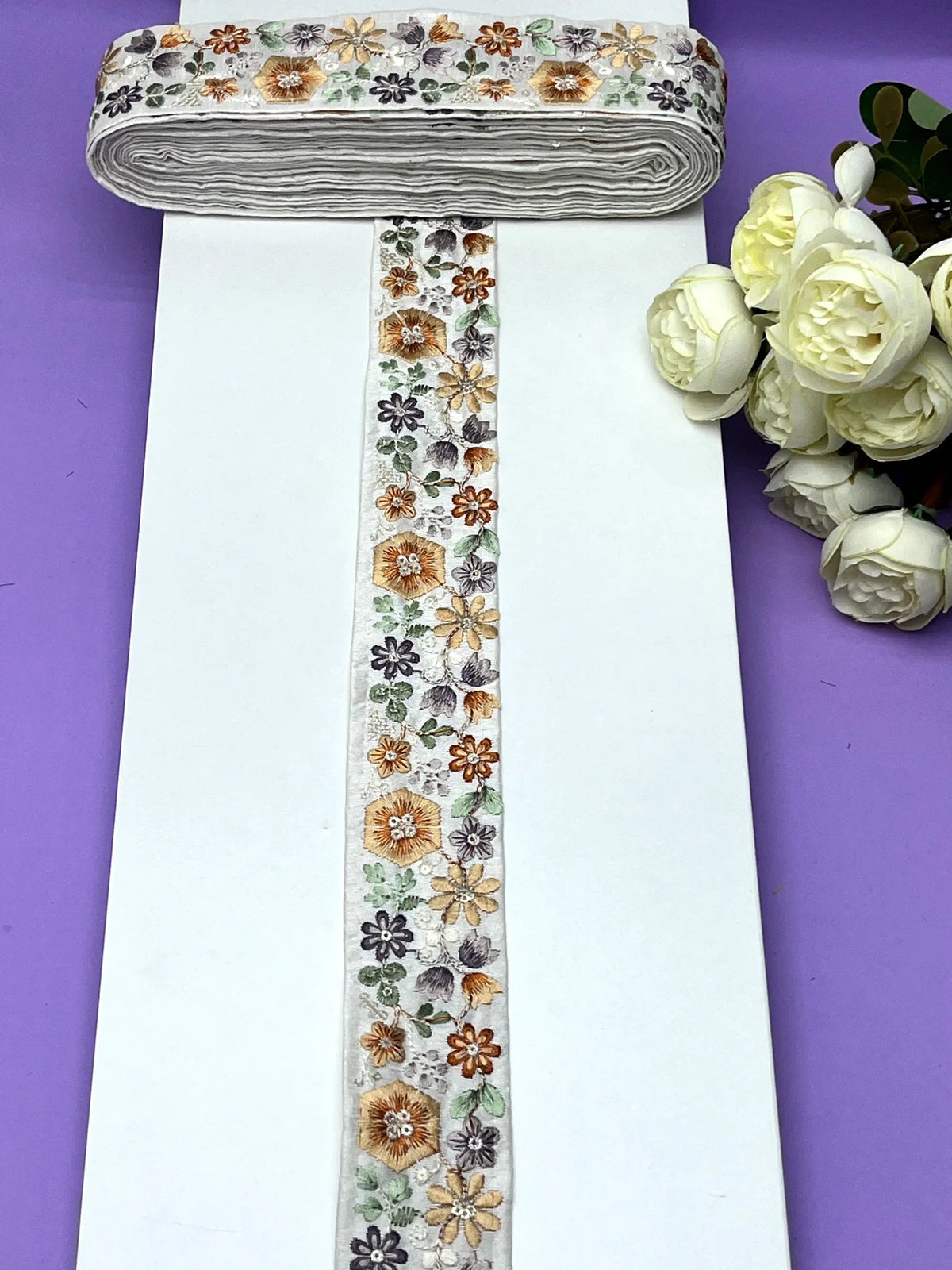 Embroidered Zari Border 124 – 8 Colours | Artiza Lace