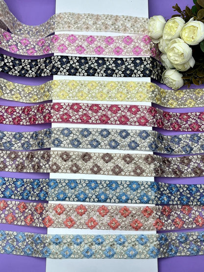 Embroidered Zari Border 126 – 9 Colours | Artiza Lace