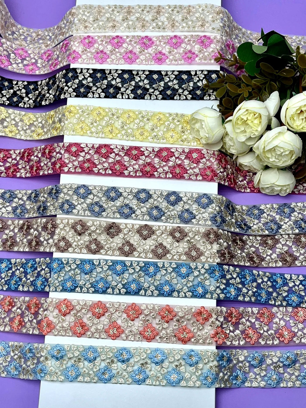 Embroidered Zari Border 126 – 9 Colours | Artiza Lace