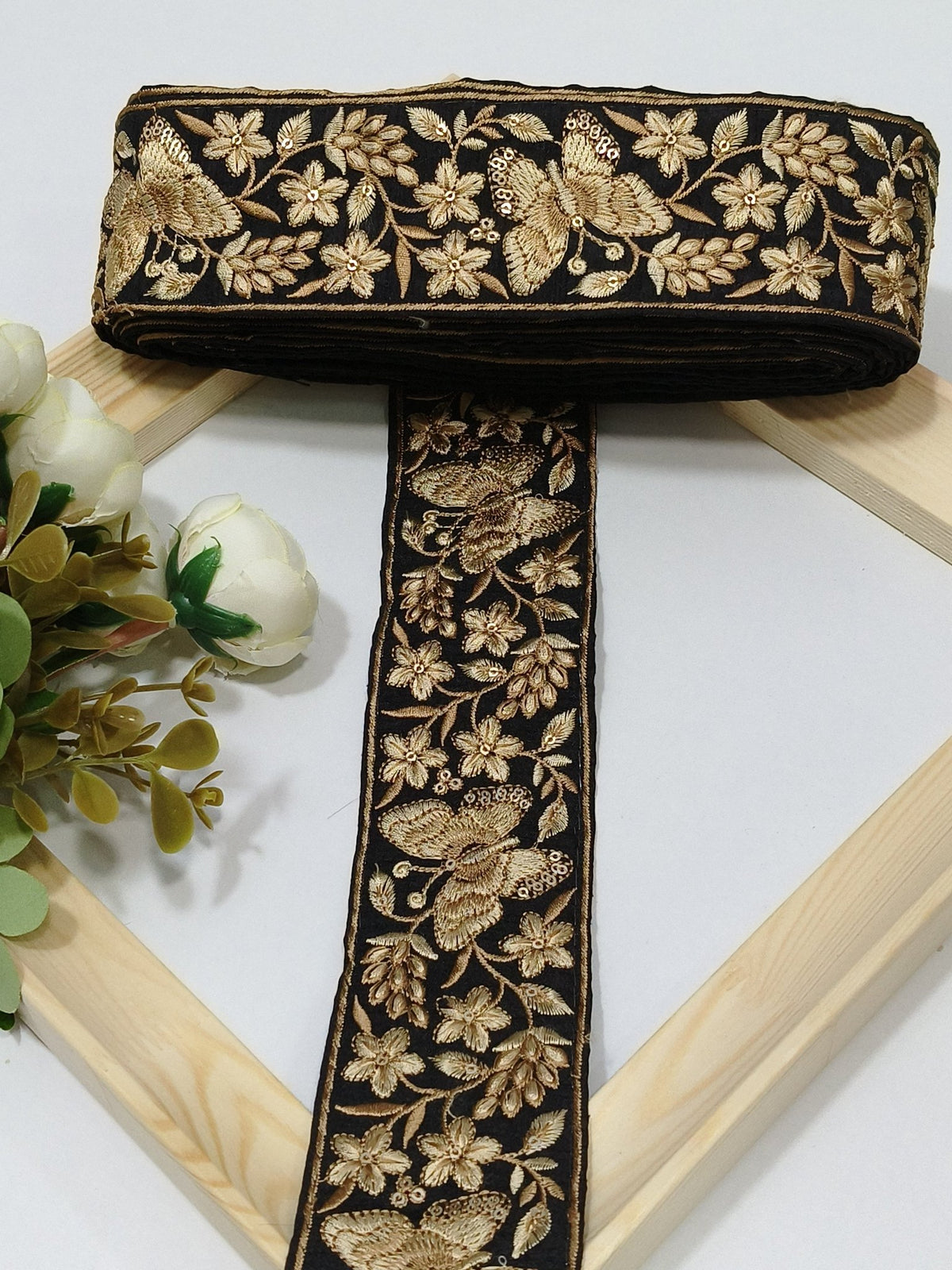 Embroidered Zari Border 135 – 2 Colours | Artiza Lace