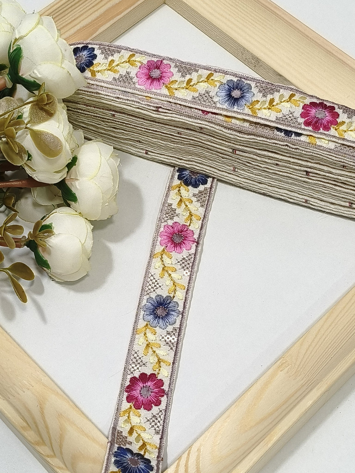 Embroidered Zari Border 136 – 16 Colours | Artiza Lace