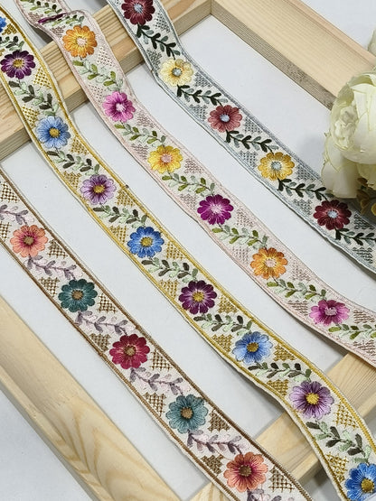 Embroidered Zari Border 136 – 16 Colours | Artiza Lace