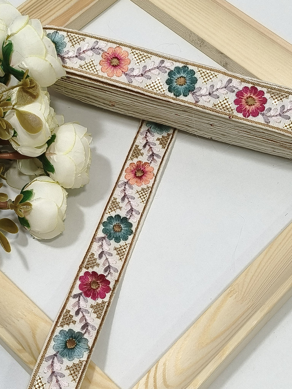Embroidered Zari Border 136 – 16 Colours | Artiza Lace