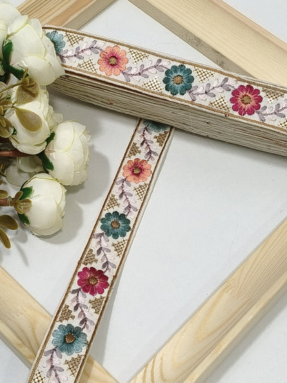 Embroidered Zari Border 136 – 16 Colours | Artiza Lace