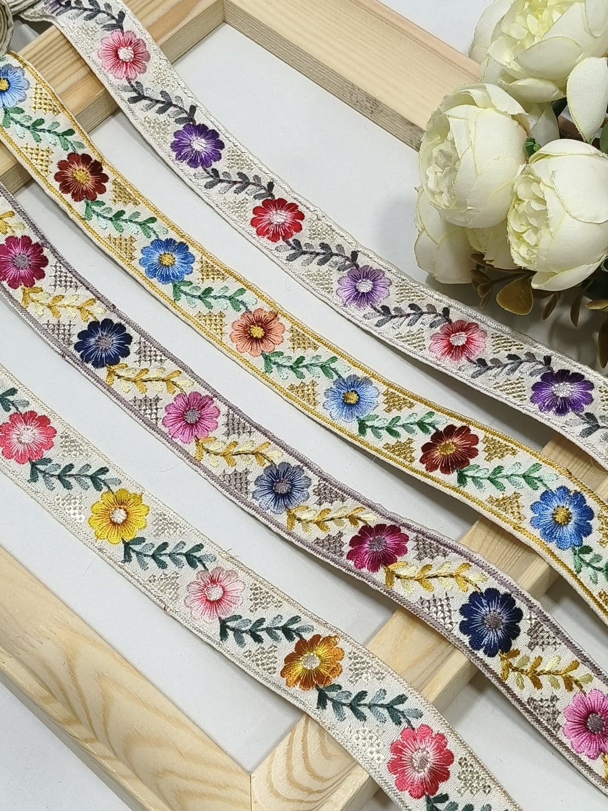 Embroidered Zari Border 136 – 16 Colours | Artiza Lace