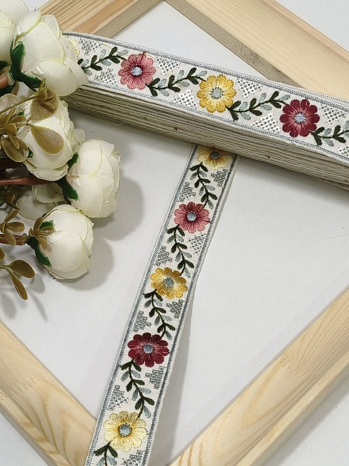 Embroidered Zari Border 136 – 16 Colours | Artiza Lace