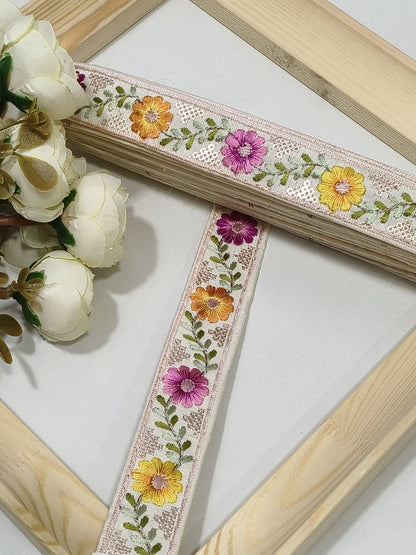 Embroidered Zari Border 136 – 16 Colours | Artiza Lace