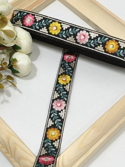Embroidered Zari Border 136 – 16 Colours | Artiza Lace